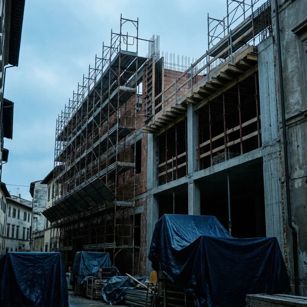 Cantiere edile con ponteggi